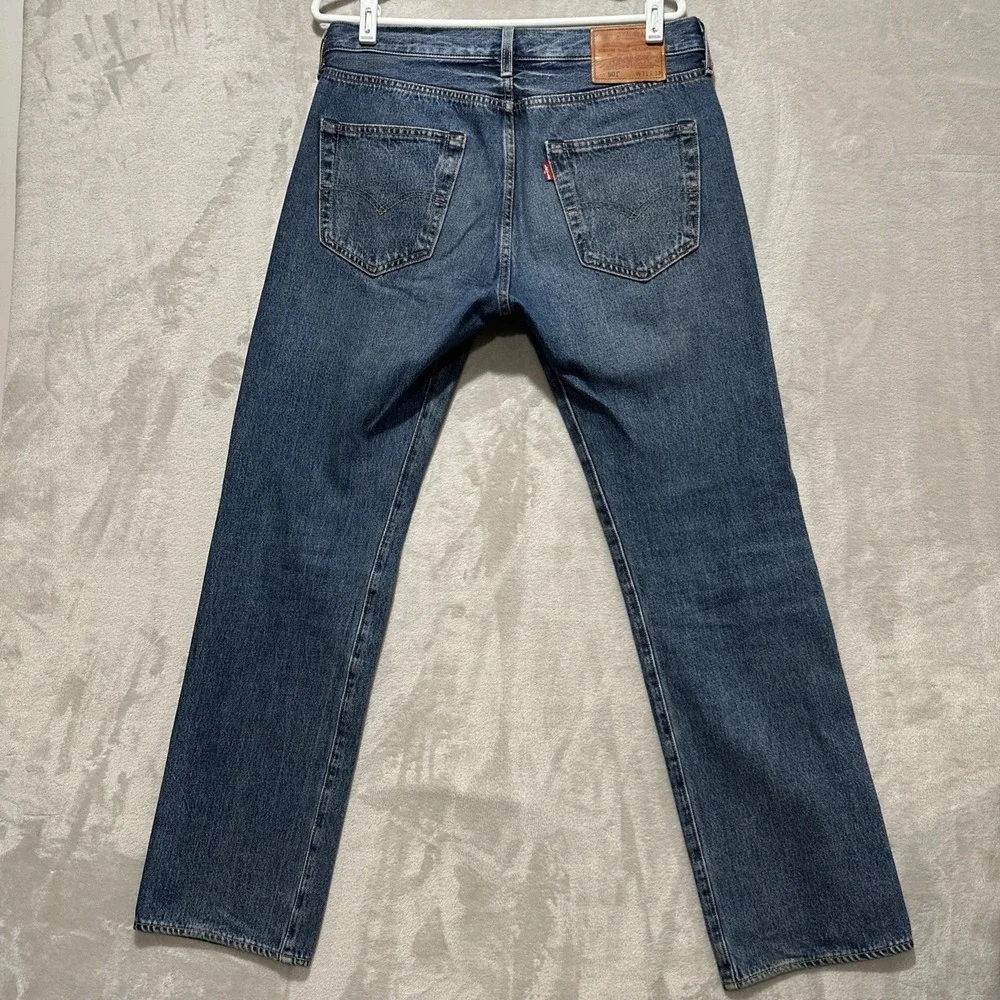 Rare Levi's 501 Premium‎ Straight Denim Jeans Blue Sz 31 Batwing Red Button Fly